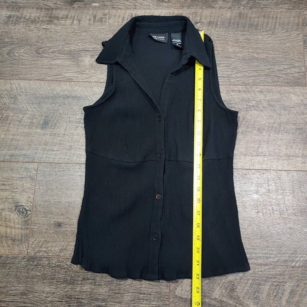 New York&Co Maxi Skirt Black Floral Sleevless Top Crinkle Size S 1990 Vintage - Picture 9 of 16